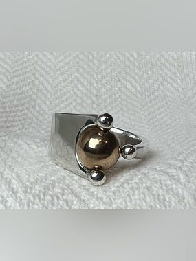 Vtg Sharon Johnston Sterling Ring Sz 5.25 Modernist Abstract Ring MCM